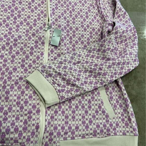 GRACE Lane woman’s golf jacket. Size large. NWT. Purple, off white. Mock neck, p - Picture 6 of 10